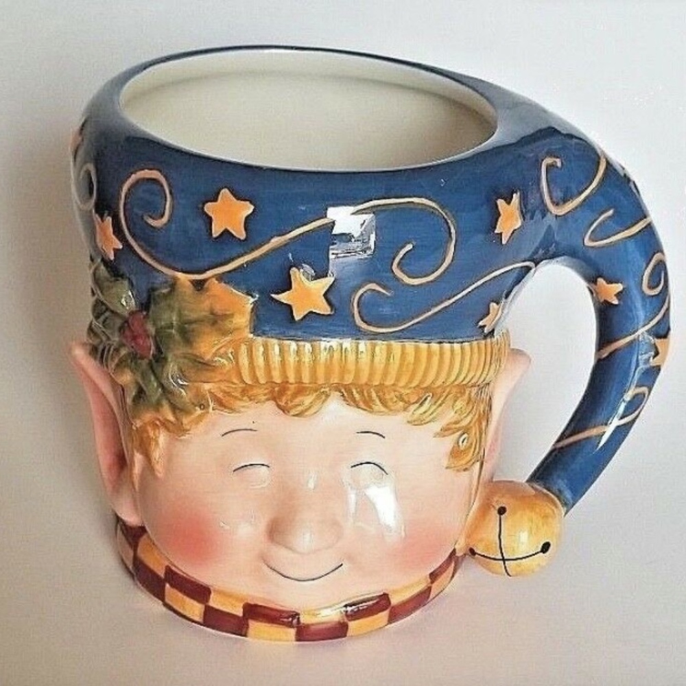 Certified International Elf Christmas Mug Cup  5" T *